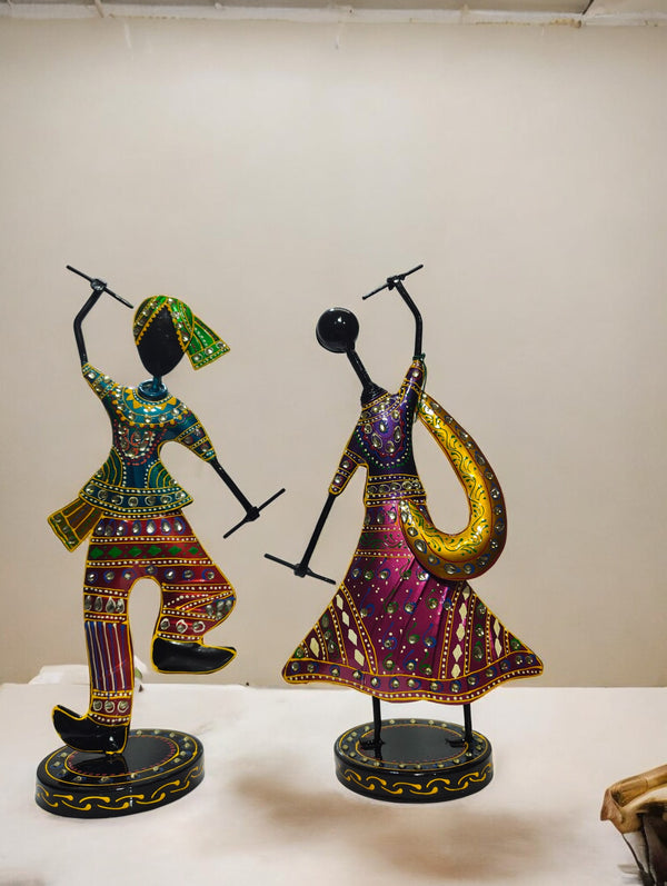 Handcrafted Metal Rajasthani Dancer Couple Showpiece