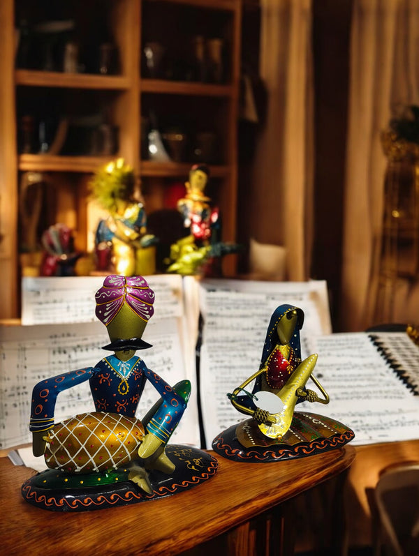 Indian Folk Art Sitting Musician Figurines - Home Decor