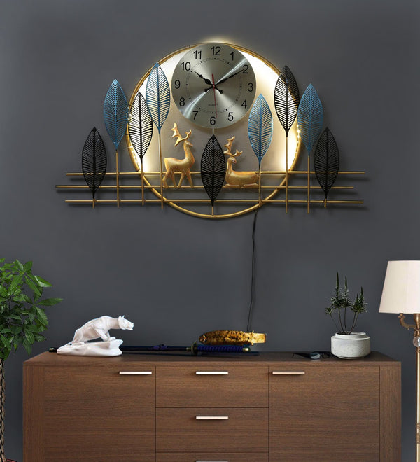 METAL DEER CLOCK WITH LED LIGHT