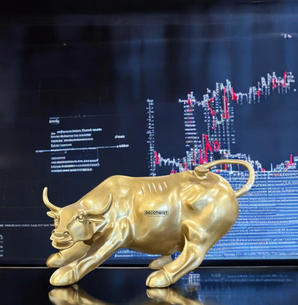 Golden Bull Sculpture  Desk Decor